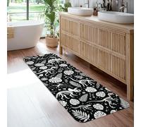 Alfombra de corredor de dinosaurio, diseño de esqueleto de hojas juguetonas N/A, esponja de pelo bajo, suave, rectangular, resistente a las manchas, para cocina, baño, entrada, mesita de noche
