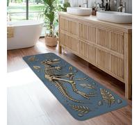 Alfombra de corredor de dinosaurio, juguetona y fantástica, hojas fósiles, ninguno azul, esponja de pelo bajo, estética, rectangular, alfombra de suelo para el hogar, cocina, puerta, entrada, mesita