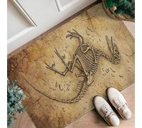 Alfombra de corredor de dinosaurio, natural, rústico, con huesos fósiles, ninguno marrón, antideslizante, borde antideslizante, alfombra rectangular para cocina, baño, entrada, mesita de noche