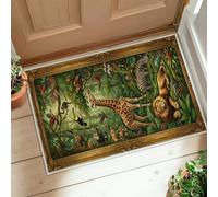 Alfombra de corredor de jirafa, naturaleza tropical, león, rayas, caballo, verano, verde, pelo bajo, para interiores, no se desprende, para cocina, entrada, baño, decoración de puerta, 2 x 3 pies