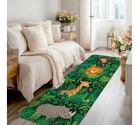 Alfombra de corredor de león, diseño de jirafa juguetona de la selva N/A, verde, antideslizante, alfombra rectangular para interiores, no se desprende, para cocina, entrada, mesita de noche, puerta