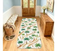 Alfombra de corredor de palmeras tropicales modernas con hojas verdes de verano, antideslizante, suave, rectangular, resistente a las manchas, para cocina, entrada, lavandería, decoración de mesita de