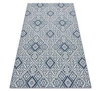 Alfombra de cuerda sisal COLOR 19247/699 Cuadrados Rombos Azulejo azul 160x230 cm