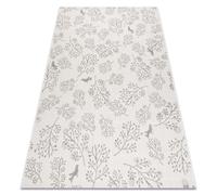 Alfombra de cuerda sisal FLAT 48774/367 Hojas Pájaros crema/gris 160x230 cm