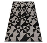 Alfombra de cuerda sisal FLOORLUX 20489 plateado/negro Triángulos 60x110 cm