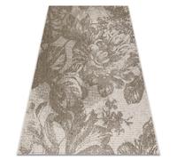 Alfombra de cuerda sisal FLOORLUX 20491 Flores color champagne/gris oscuro 200x290 cm