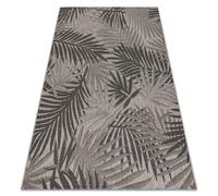 Alfombra de cuerda sisal FLOORLUX 20504 Hojas Selva plateado/negro 80x150 cm