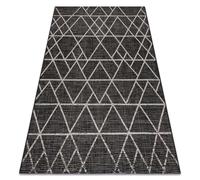 Alfombra de cuerda sisal FLOORLUX 20508 negro/plateado Triángulos 60x110 cm