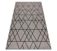 Alfombra de cuerda sisal FLOORLUX 20508 plateado/negro Triángulos 80x150 cm