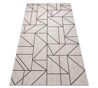 Alfombra de cuerda sisal FLOORLUX 20605 plateado / negro / beige Triángulos Geométrico 200x290 cm