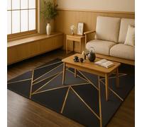 Alfombra de decoración, 120 x 180 cm, diseño geométrico moderno, negro, gris y amarillo, sala de estar, dormitorio, diseño moderno, comedor, cocina, sofá, Rug for Living Room
