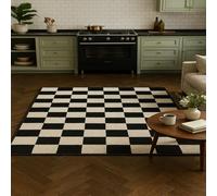 Alfombra de decoración, 80 x 150 cm, retro en blanco y negro, alfombra suave de pelo corto, alfombra de salón, dormitorio, sofá, área Rug for Hall Hallway