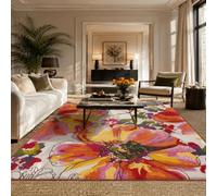 Alfombra de decoración, Colorido, Rojo, Naranja, Amarillo, Verde, Negro, 200 x 300 cm, Alfombra de pelo Ras Salón Dormitorio Decoración del Hogar, Rug for Living Room