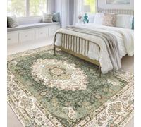 Alfombra de decoración, diseño floral retro verde salvia, beige, multicolor, 160 x 200 cm, alfombra de pelo Ras alfombra salón dormitorio decoración del hogar, Rug for Living Room