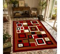 Alfombra de decoración, geométrica moderna roja, negro, blanco, topo, 120 x 200 cm, alfombra de sala de estar dormitorio pelo Ras, decoración del hogar, Rug for Living Room