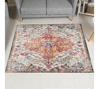 Alfombra de decoración, multicolor beige Shabby Chic Tradicional Vintage, negro, 140 x 140 cm, Area Rugs Room Decor Aesthetic Home Decor for Women and Men Adults Teenagers,