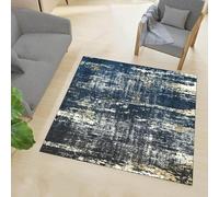 Alfombra de decoración,Negro Ocre Amarillo Crema Manchada Abstracto Moderno, Azul, 120 x 120 cm, Área Rug Low Pile Living Room Bedroom Lounge Floors Indoor/Outdoor Rugs Balconies,
