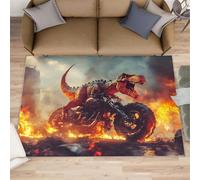 Alfombra de dinosaurio Tyrannosaurus Rex para sala de estar, dinosaurios en motocicletas, dormitorio, lavable a máquina, para sofá, cocina, comedor, alfombra antideslizante para decoración del hogar