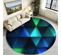 Alfombra de dormitorio infantil redonda de 160 cm de diámetro moderno, alfombra de suelo, decoración antideslizante, suave para salón, cocina, mesa baja, triángulo luminoso 3D geométrico