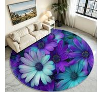 Alfombra de dormitorio infantil redonda redonda de 160 cm de neón luminosa, alfombra de suelo, decoración antideslizante, suave rastreo para salón, cocina, mesa baja, campo, girasoles flores