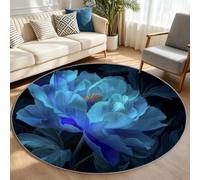 Alfombra de dormitorio infantil redonda redonda de 200 cm, flores de hadas, decoración antideslizante, suave para salón, cocina, mesa baja, mesa de noche, peonía luminosa