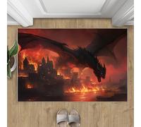 Alfombra de dragón, alfombra pequeña de dragón para dormitorio, alfombra de castillo del juicio final, suave, lavable, antideslizante, decoración del hogar, 50 x 80 cm