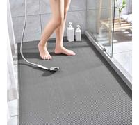Alfombra de drenaje antideslizante para exteriores, alfombra de goma hueca de malla grande antimoho para baño/cocina/piscina, alfombrilla de ducha de PVC con drenaje (gris, 90 x 90 cm)