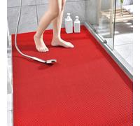 Alfombra de drenaje antideslizante para exteriores, alfombra de goma hueca de malla grande antimoho para baño/cocina/piscina, alfombrilla de ducha de PVC con drenaje (rojo, 90 x 150 cm)