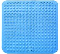 Alfombra de Ducha 48 x 48 cm Alfombra de Ducha Cuadrada Antideslizante Alfombra de baño Antideslizante Perchas y Orificios de Drenaje (Azul Mar)