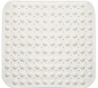 Alfombra de Ducha 48 x 48 cm Alfombra de Ducha Cuadrada Antideslizante Alfombra de baño Antideslizante Colgadores y Orificios de Drenaje Blanco