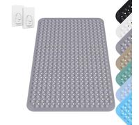 Alfombra de Ducha, 80 x 120 cm Alfombra de Ducha, Alfombras de Duchas de PVC Antideslizante, Alfombras de Duchas Cuadrada Lavable a Máquina con Ventosa, para Baño y Zonas Húmedas, Gris