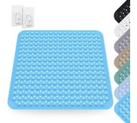 Alfombra de Ducha, 80 x 80 cm Alfombrilla Antideslizante con Ventosas, Alfombrilla Antideslizante de PVC, Alfombra de Ducha Cuadrada Lavable, Lavable a Máquina, para Ducha, Sauna o Bañera, Azul Marino