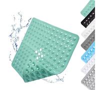 Alfombra de Ducha Antideslizante, 53x53cm con Ventosas, Alfombrilla de Ducha Cuadrada, Alfombrilla de Ducha con Agujeros de Drenaje, Alfombrilla de Ducha Suave, Verde