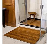 Alfombra de Ducha Bañera,Tarima de Ducha de Baño de Teca,Alfombra de Baño de Madera,Alfombrilla de Ducha de Lujo Ecológica,Diseño de Listones,para Uso en Interiores o Exteriores (70x40cm/28x15.7in)