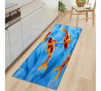 Alfombra de Entrada Abstracto Ondas Peces, Alfombra Larga para Pasillo 60 x 150 cm - Corredor Lavable y Antideslizante Estilo Tradicional Oriental para Dormitorio Cocina y Recibidor