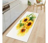 Alfombra de Entrada Acuarela Flores Girasoles, Alfombra Larga para Pasillo 60 x 150 cm - Corredor Lavable y Antideslizante Minimalismo para Dormitorio Cocina y Recibidor