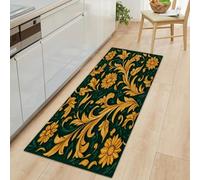 Alfombra de Entrada Arte Floral Vintage, Alfombra Larga para Pasillo 60 x 150 cm - Corredor Lavable y Antideslizante Patrón de Tallado en Madera para Dormitorio Cocina y Recibidor