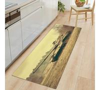 Alfombra de Entrada Campos Árboles Tanques, Alfombra Larga para Pasillo 40 x 120 cm - Corredor Lavable y Antideslizante Estilo Retro para Dormitorio Cocina y Recibidor