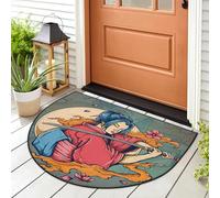 Alfombra de entrada con diseño de samurái de héroe japonés, alfombra para interiores y exteriores, lavable, absorbente, antideslizante, 91,4 x 61 cm