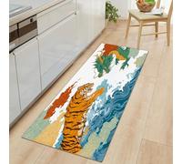 Alfombra de Entrada Dibujos Animados Animales Tigres Dragones, Alfombra Larga para Pasillo 80 x 120 cm - Corredor Lavable y Antideslizante Estilo Oriental para Dormitorio Cocina y Recibidor