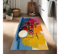 Alfombra de Entrada Música de Dibujos Animados Batería, Alfombra Larga para Pasillo 50 x 140 cm - Corredor Lavable y Antideslizante Pictorial para Dormitorio Cocina y Recibidor
