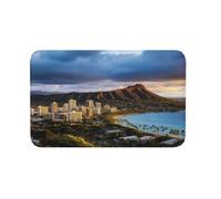 Alfombra de entrada para exteriores e interiores, alfombra de bienvenida antideslizante, alfombra para piso con diseño del horizonte de Hawái y el volcán Diamond Head, alfombra para porche, lavandería