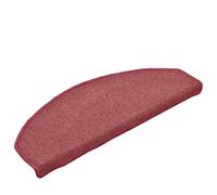 Alfombra de escalera 15 piezas 65 x 24 x 4 cm Burdeos Media Redonda | 100% PP copetudo, lavable, resbaladizo, insonorizante, adhesivo de doble cara, rollo fácil de llevar