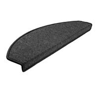Alfombra de escalera 30 piezas 65 x 24 x 4 cm Antracita Media Redonda | 100% polipropileno tufteado, lavable, plegable, adhesivo de doble cara, insonorizante, uso interior, rollo de embalaje