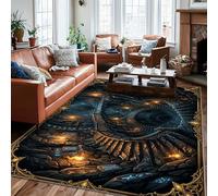 Alfombra de escalera en espiral, diseño de runas de fantasía mística, antorchas ninguna, negro, antideslizante, para el hogar, suelo, alfombra rectangular con impresión para sala de estar, dormitorio