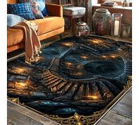 Alfombra de escalera en espiral, diseño de runas de fantasía mística, antorchas, ninguna, negro, parte trasera antideslizante, alfombras con patrón de interiores para el hogar, alfombras que no se