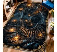 Alfombra de escalera en espiral, diseño de runas de fantasía mística, antorchas, ninguno negro, antideslizante, suave, rectangular, resistente a las manchas, para sala de estar, dormitorio, dormitorio