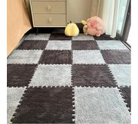 Alfombra de Espuma de Felpa for Suelo, 12.0 x 12.0 in, Azulejos de Rompecabezas entrelazados, Multicolor, Paquete de 60(Grey+Black,THK：0.23in)
