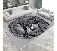 Alfombra de estilo celta con diseño de caballo, lavable a máquina, 60 x 90 cm, suave, de pelo corto, con respaldo antideslizante, resistente a las manchas, para sala de estar, dormitorio, cocina y