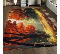 Alfombra de Estilo de ilustración otoñal Patrón de Sendero de Hoja Naranja-roja Alfombras alfombras Blandas para salón Dormitorio Apartamento Lounge 180x270cm
